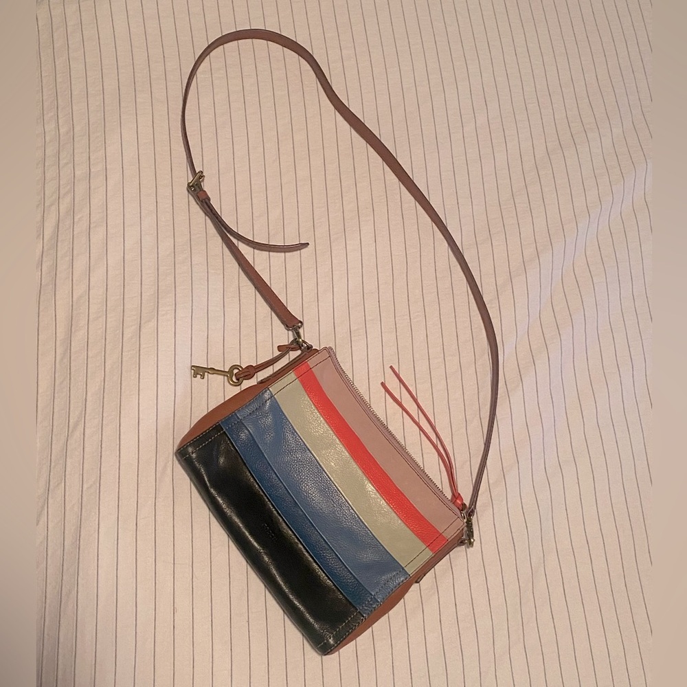 Multi-colored leather crossbody bag